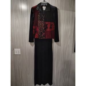 K Studio Women’s Crushed Velvet Floral Paisley Patchwork Blouse Dress Petite 4P